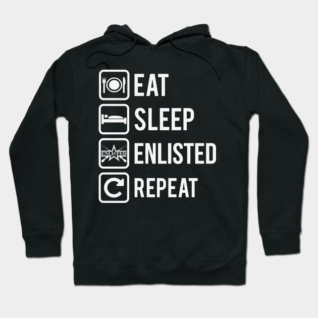 Eat Sleep Enlisted Repeat on Dark Hoodie by FAawRay